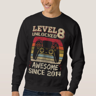 8 Years Old Gamer Boy Birthday 8 Level Unlocked 2 Sweatshirt