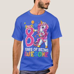 8 Years Old Gifts Awesome Unicorn Flossing 8th Bir T-Shirt