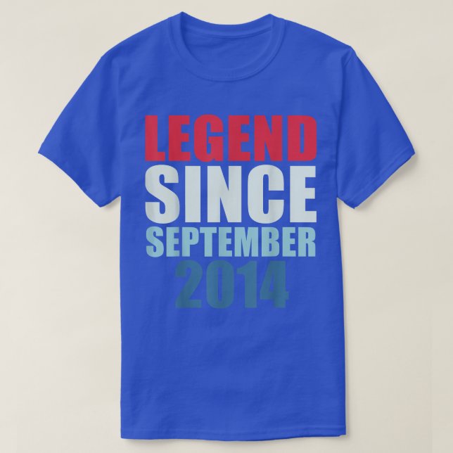 8 Years Old Gifts Legend Since September 2014 8th  T-Shirt (Design Front)