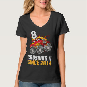 8 Years Old Happy Birthday Trucker Cruising It Sin T-Shirt