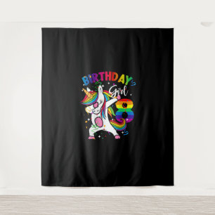 8 Years Old Kid 8th Birthday Gift Dabbing Unicorn Tapestry