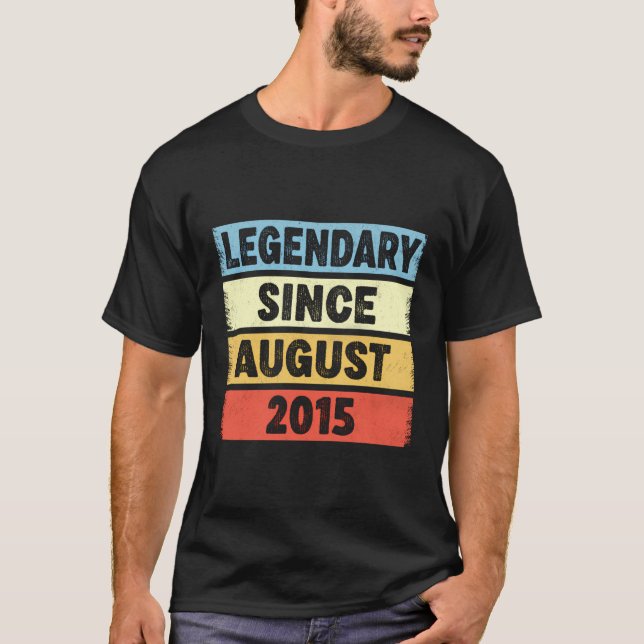 8 Years Old Legendary Since August 2015 8Th Birthd T-Shirt (Front)