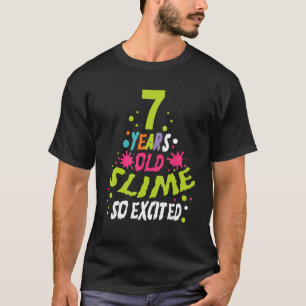 8 Years Old Slime So Exited Green Blue Slime Birth T-Shirt