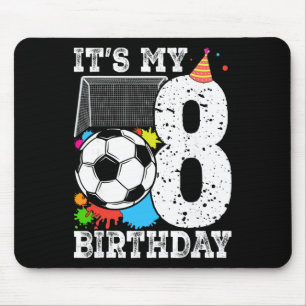 8 Years Old Soccer 8th Birthday Player Kids B-day Mouse Mat