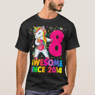 8 Years Old Unicorn Flossing 8th Birthday Girl Uni T-Shirt