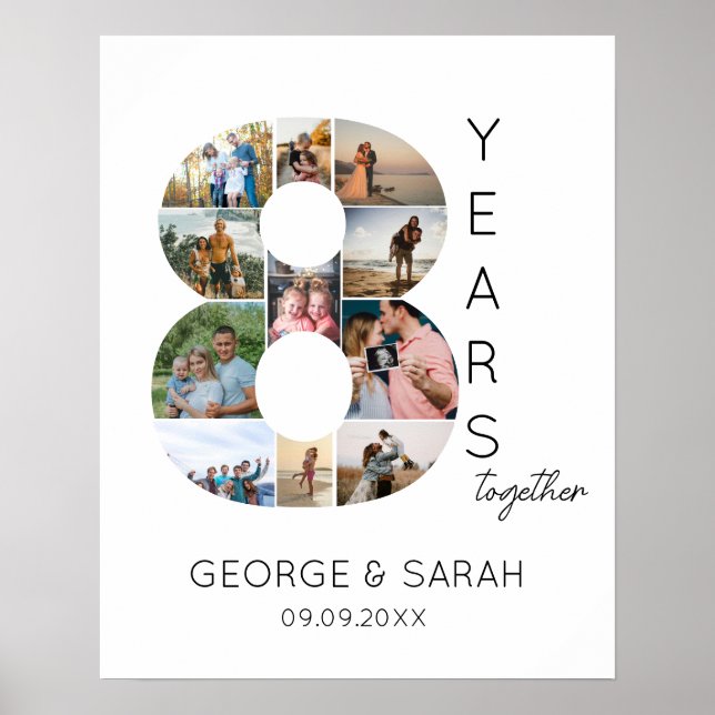 8 Years Together Photo Collage Wedding Anniversary Poster (Front)