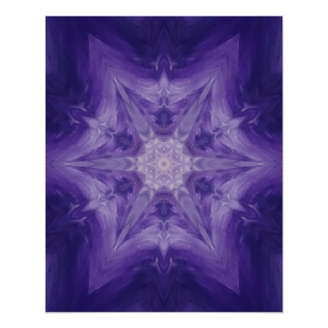 8A Unique Colourful Purple White Star Mandala Poster (Front)