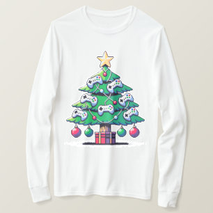 8Bit Christmas Tree with Game Controller Ornaments T-Shirt