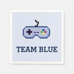 8bit Gamer Gender Reveal Team Blue Napkin