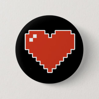 8bit Heart Full 6 Cm Round Badge