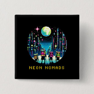 8bit Neon Nomads - Cyberpunk City Adventure 15 Cm Square Badge