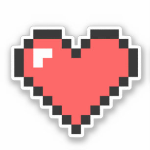 8Bit Video Game Heart Vinyl Sticker