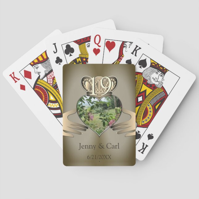 8th,19th Photo Anniversary Claddaugh    Playing Cards (Back)