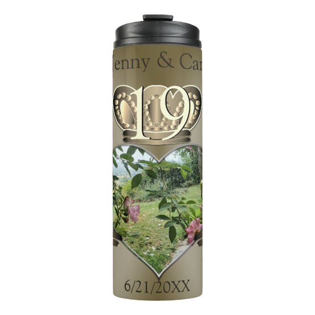 8th,19th Photo Anniversary Claddaugh    Thermal Tumbler (Front)