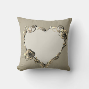 8th,19th Wedding Anniversary Bronze Rose Heart Cushion