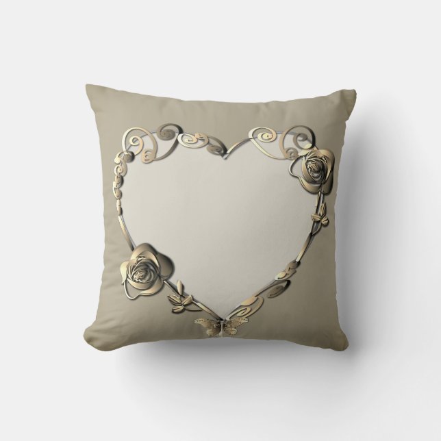 8th,19th Wedding Anniversary Bronze Rose Heart Cushion (Front)