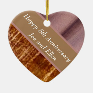 8th Anniversary, Bronze and Pottery  Ceramic Tree Decoration