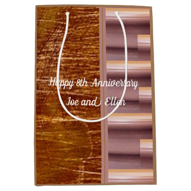 8th Anniversary, Bronze and Pottery  Medium Gift Bag (Front)