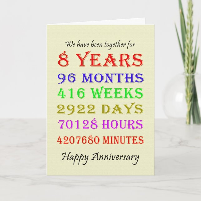 8th Anniversary Milestones Card (Front)