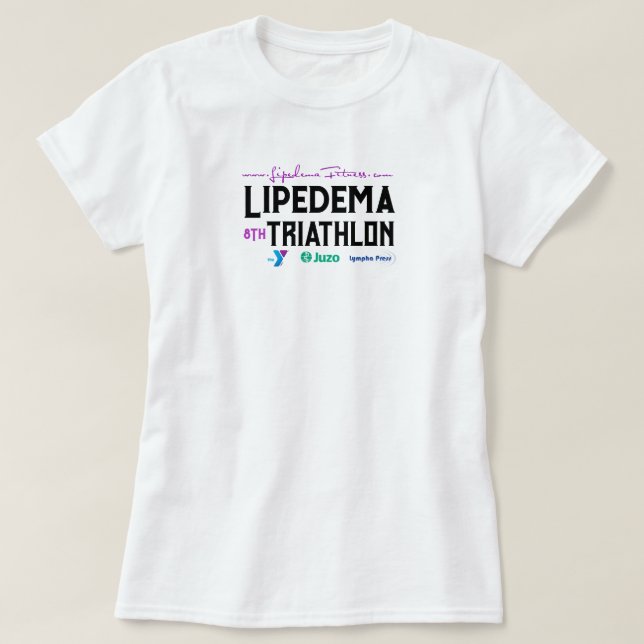 8th Annual Lipedema Triathlon White T-Shirt (Design Front)