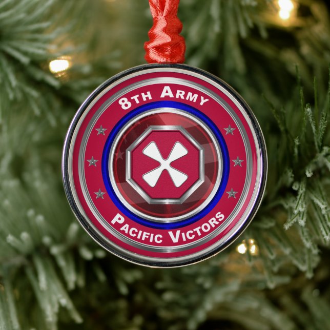 8th Army Customised Keepsake Christmas Metal Tree Decoration (Tree)