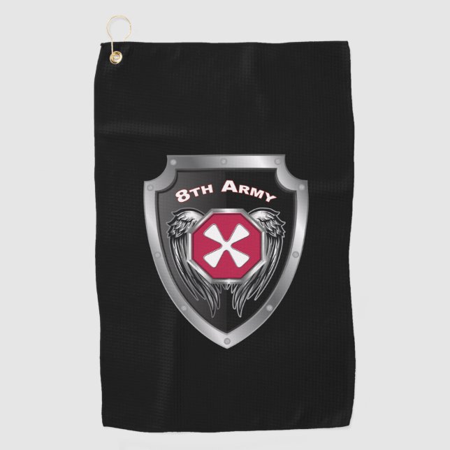 8th Army Veteran Custom Shield Golf Towel (Front)