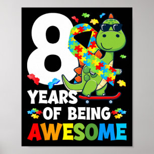 8th Autism Birthday Party Eight Year Old Autistic  Poster