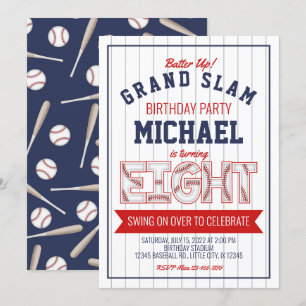 8th Baseball Birthday Invitation