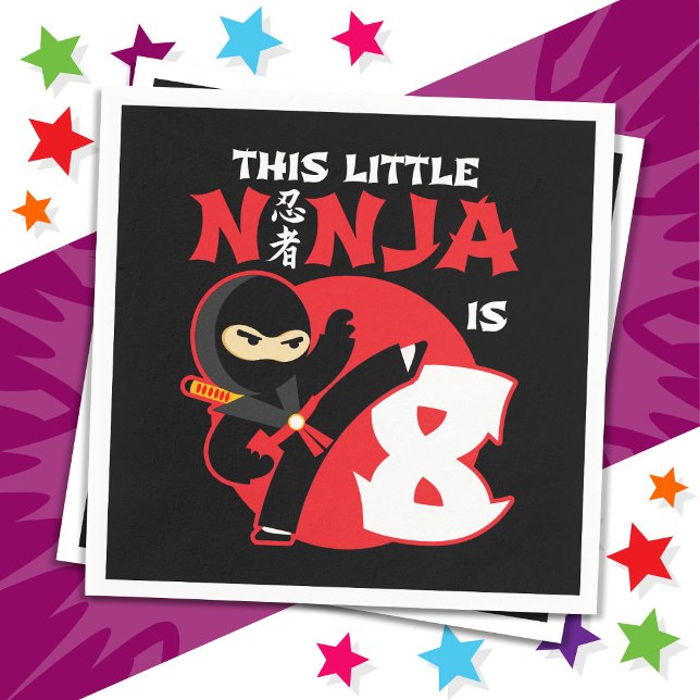 8th Birthday 8 Year Old Kids Party Little Ninja 8 Napkin (Creator Uploaded)