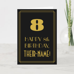 8th Birthday – Art Deco Inspired Look "8" & Name Card