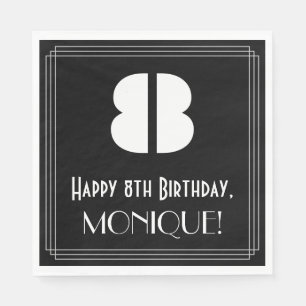 8th Birthday: Art Deco Inspired Look "8" + Name Napkin