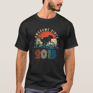8th Birthday Awesome Since 2015 Retro Dinosaur Boy T-Shirt