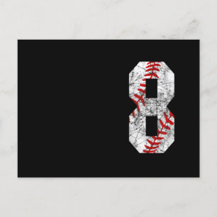 8th Birthday Baseball Big Number Eight 8 Year Old  Postcard