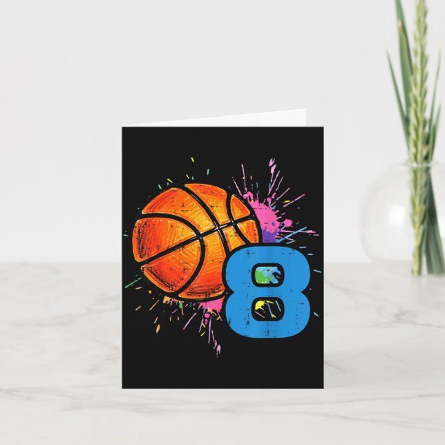 8th Birthday Basketball 8 Year Old Bday Srts Boys  Card (Front)