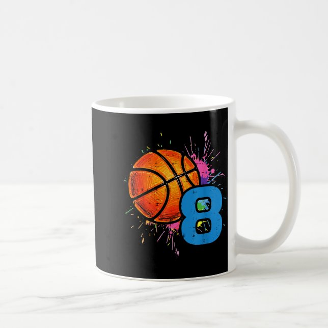 8th Birthday Basketball 8 Year Old Bday Srts Boys  Coffee Mug (Right)