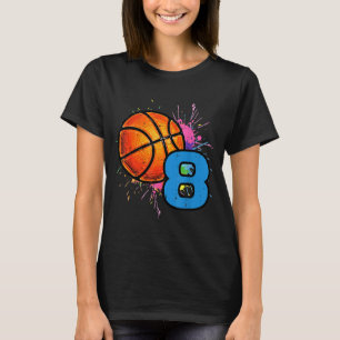 8th Birthday Basketball 8 Year Old Bday Srts Boys  T-Shirt