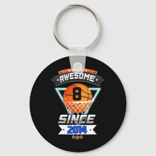 8th Birthday  Basketball Player 8 Years Old Boy Gi Key Ring