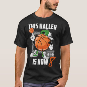 8th Birthday Basketball Player Fun 8 Years Old Kid T-Shirt