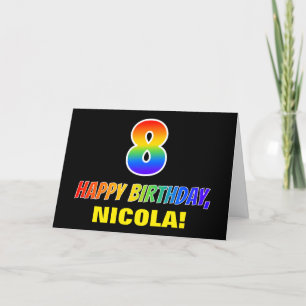 8th Birthday: Bold, Fun, Simple, Rainbow 8 Card