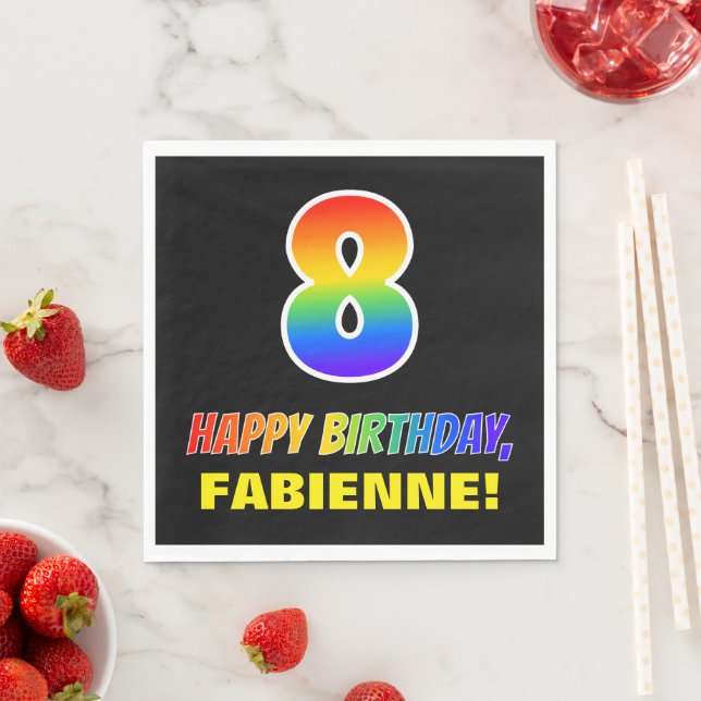 8th Birthday: Bold, Fun, Simple, Rainbow 8 Napkin (Insitu)