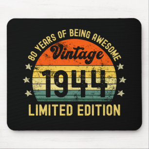 8th birthday born in 1944 vintage mouse mat