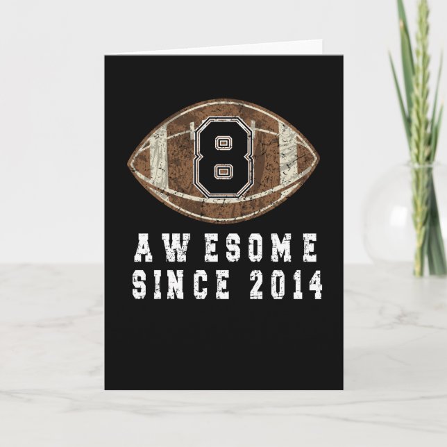 8th Birthday Born In 2014 Football Boy 8 Year Old Card (Front)