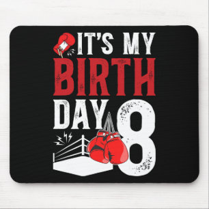 8th Birthday Boxing Boy 8 Year Old Boxer Bday Part Mouse Mat