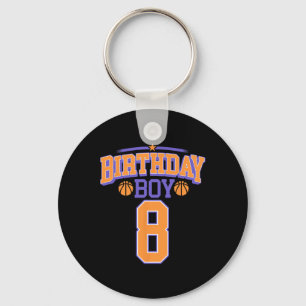 8th Birthday Boy Basketball Lover 8 Years Old Bday Key Ring