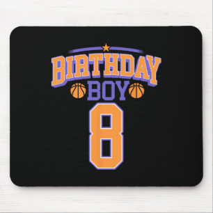 8th Birthday Boy Basketball Lover 8 Years Old Bday Mouse Mat