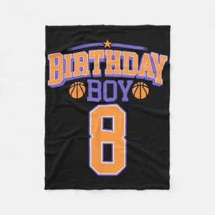 8th Birthday Boy Bysketbyll Lover 8 Years Old Bday Fleece Blanket