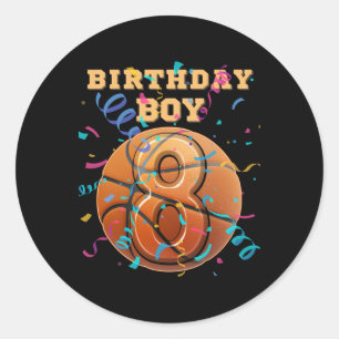 8th Birthday Boy Eight 8 Years Old Sketll Players Classic Round Sticker