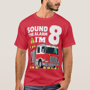 8th Birthday Boy Fire Truck 8 Eight Year Old Firef T-Shirt