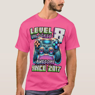 8th Birthday Boy Level 8 Gamer 8 Year Video Game P T-Shirt