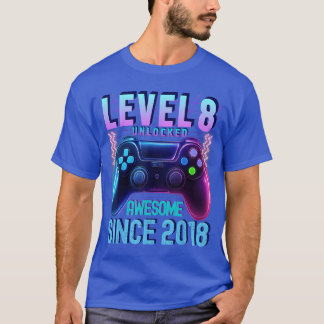 8th Birthday Boy Level 8 Unlocked Gamer Birthday S T-Shirt
